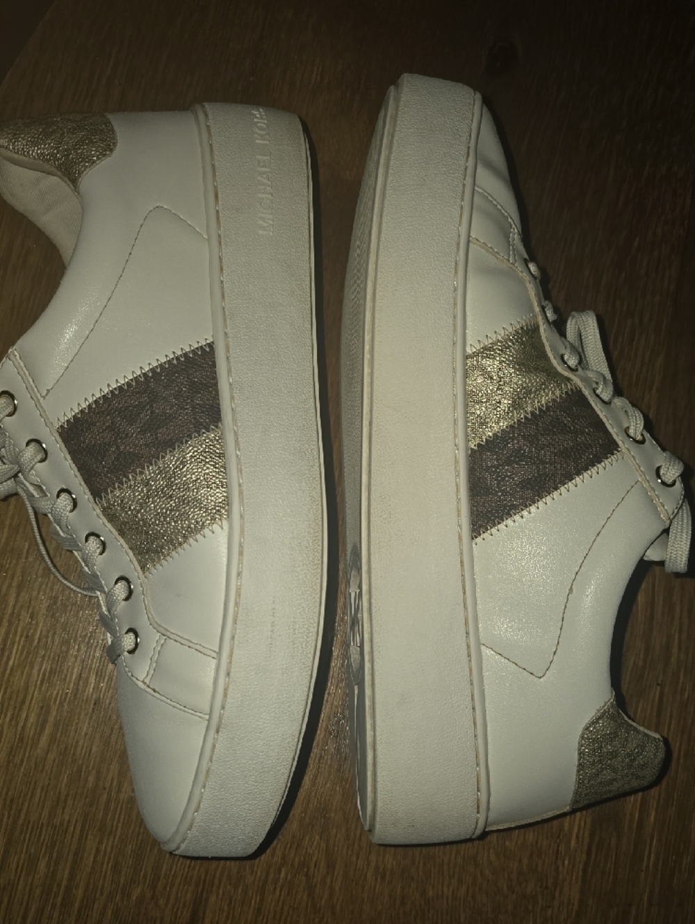Michael Kors White Sneakers with Gold Accents